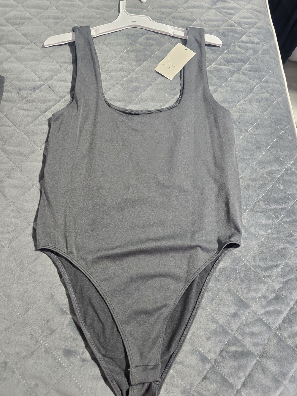 a new day Grey Scoop Neck Tank Bodysuit